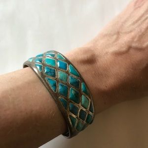 Sterling silver + turquoise adjustable cuff